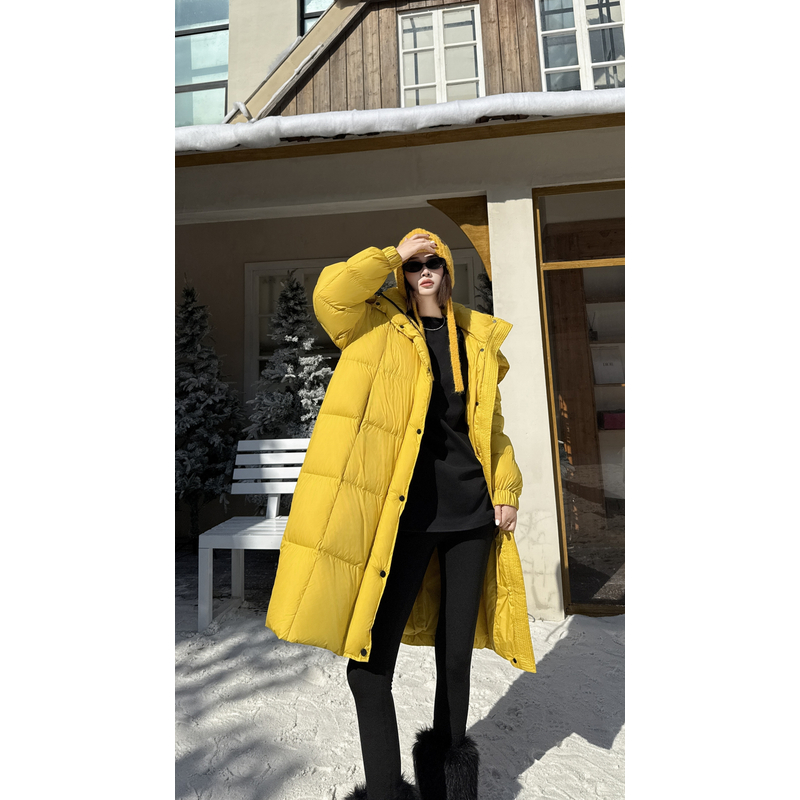 288953新款休闲时尚羽绒服连帽长款冬季