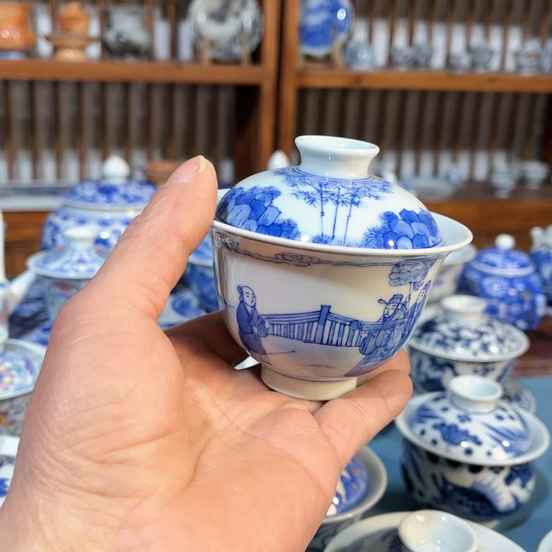 錡镇堂手工手绘盖碗