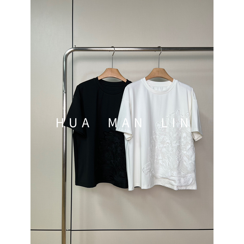 【花满林】两色重工刺绣短袖上衣62506