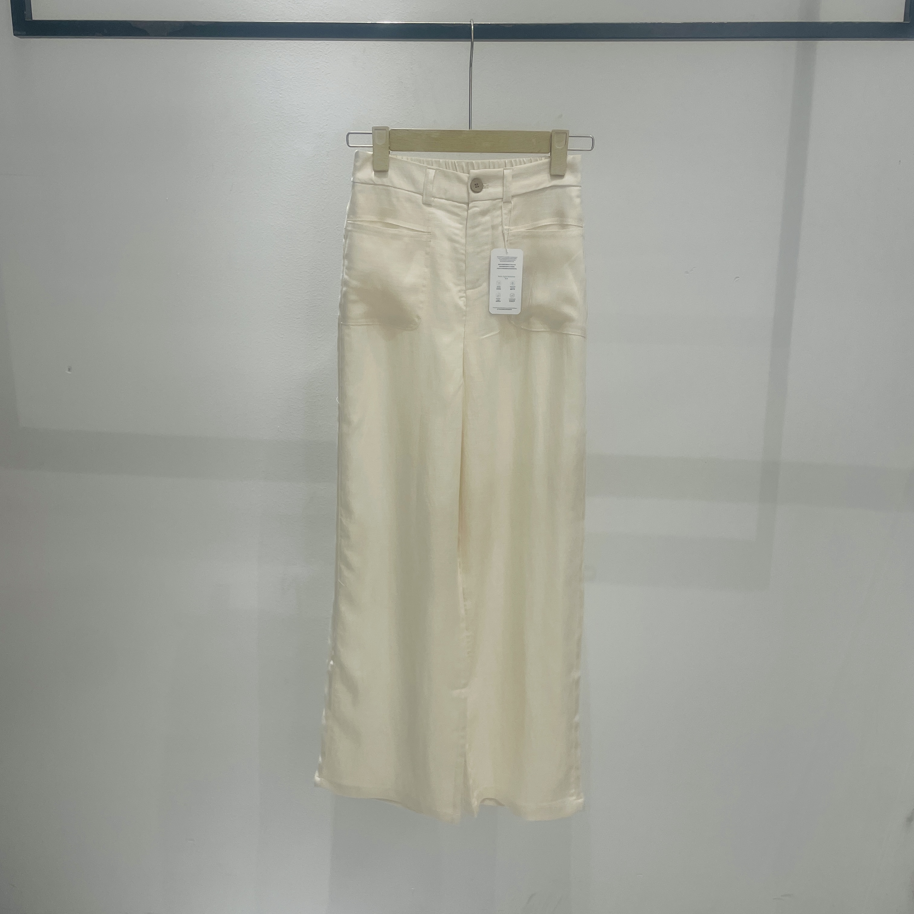 【麦丝】休闲简约百搭宽松显瘦松紧腰天丝亚麻裤  BO-25021