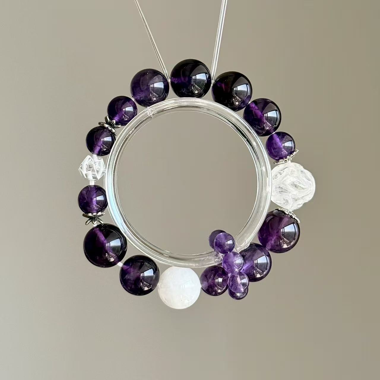 黑糖KIKI原创《小六道》【事邺/火系】乌拉圭紫白天然水晶手串