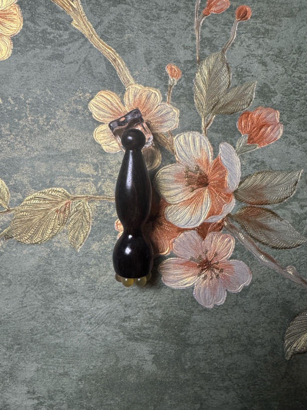 乌木紫光檀羊角眼部按摩棒五球七球便携式面部眼部按摩棒