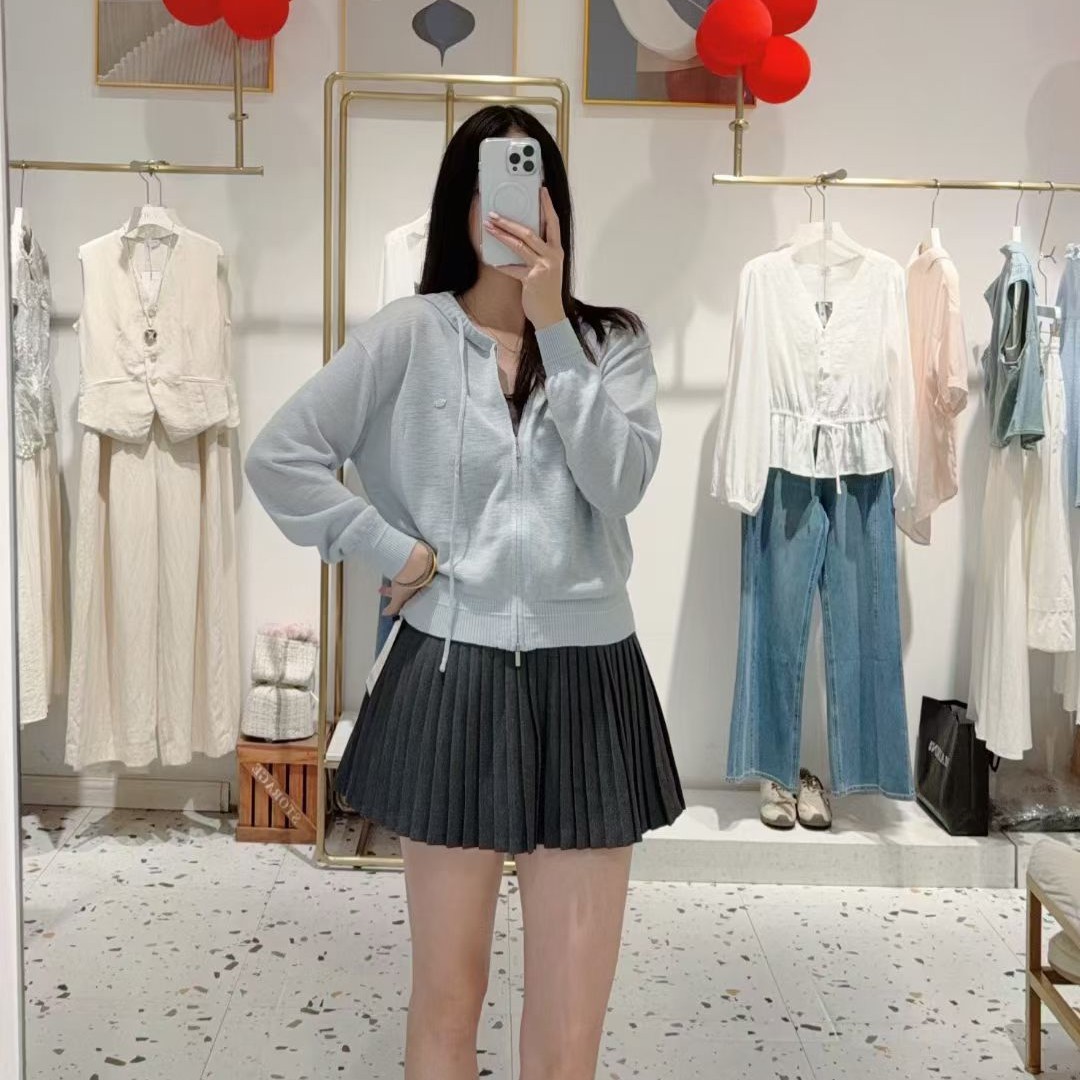 麦寻专柜正品长袖宽松型帽上衣毛针织衫毛衣薄款设计师秋季百搭