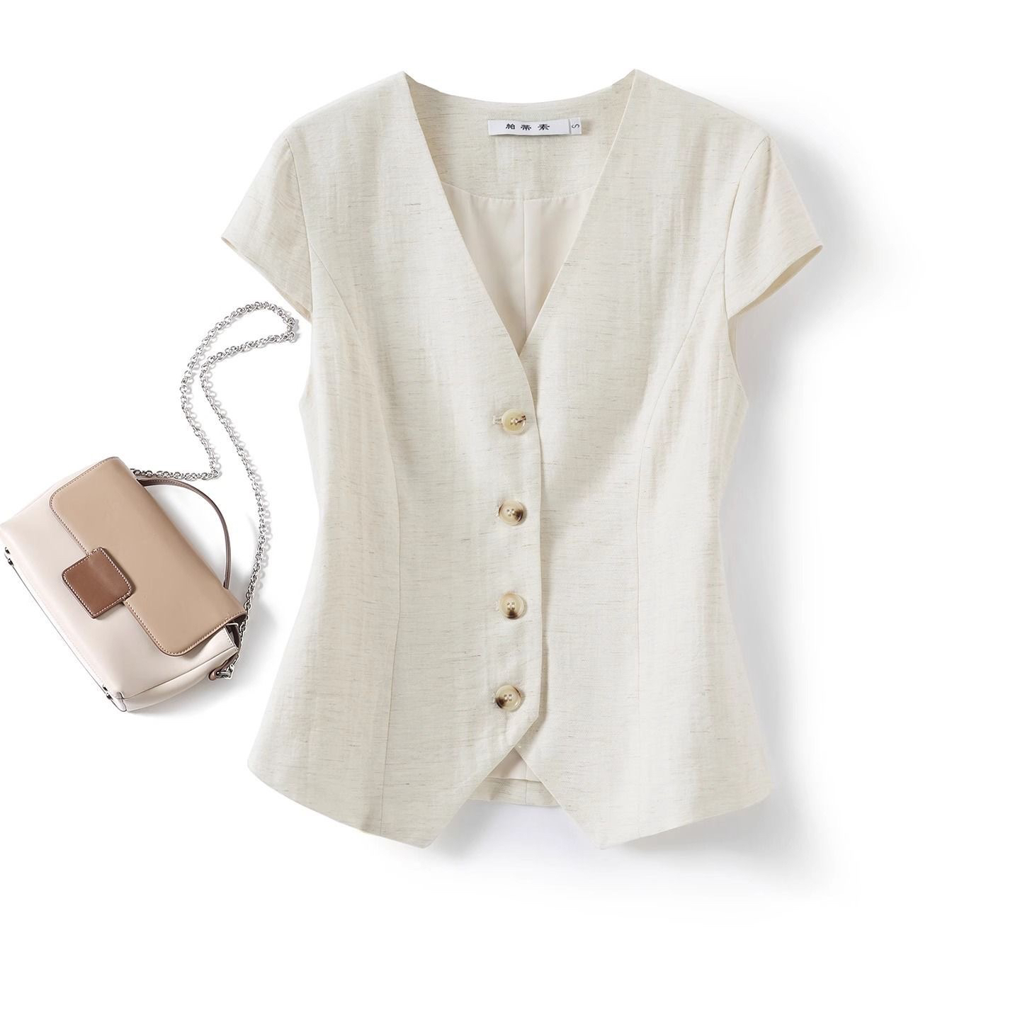 老钱风亚麻薄款马甲女背心2025夏季新款修身显瘦气质无袖西装坎肩