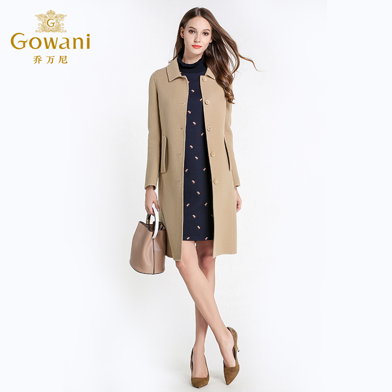 乔万尼商场流行大衣女秋冬修身气质保暖厚羊毛呢子EL4A532