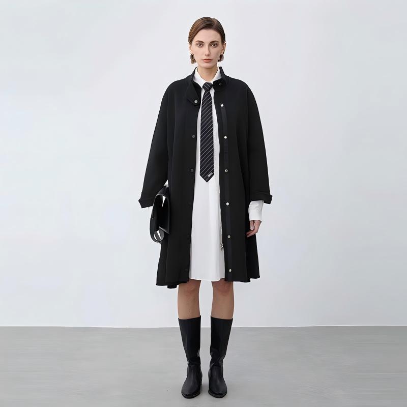 【粉丝专享】圣迪奥女装秋冬赫本风立领收腰显瘦时尚S23482515