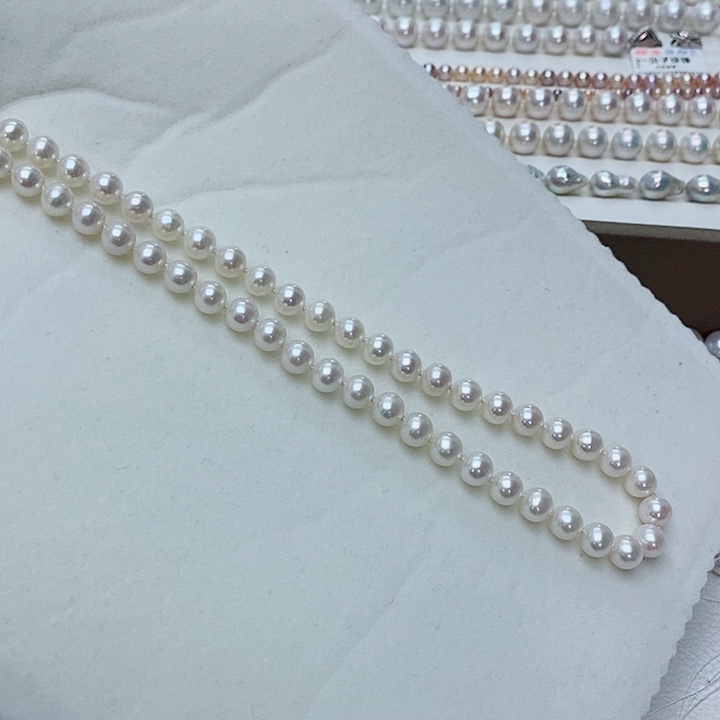 淡水珍珠银S925镶嵌颈饰6.5-7.5极强光正圆无核