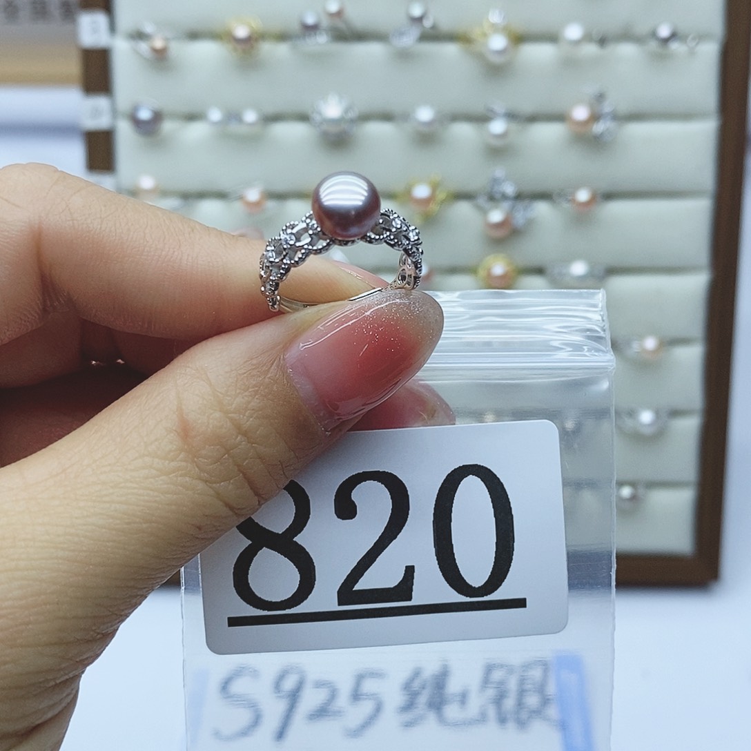 淡水珍珠戒指银S925镶嵌820