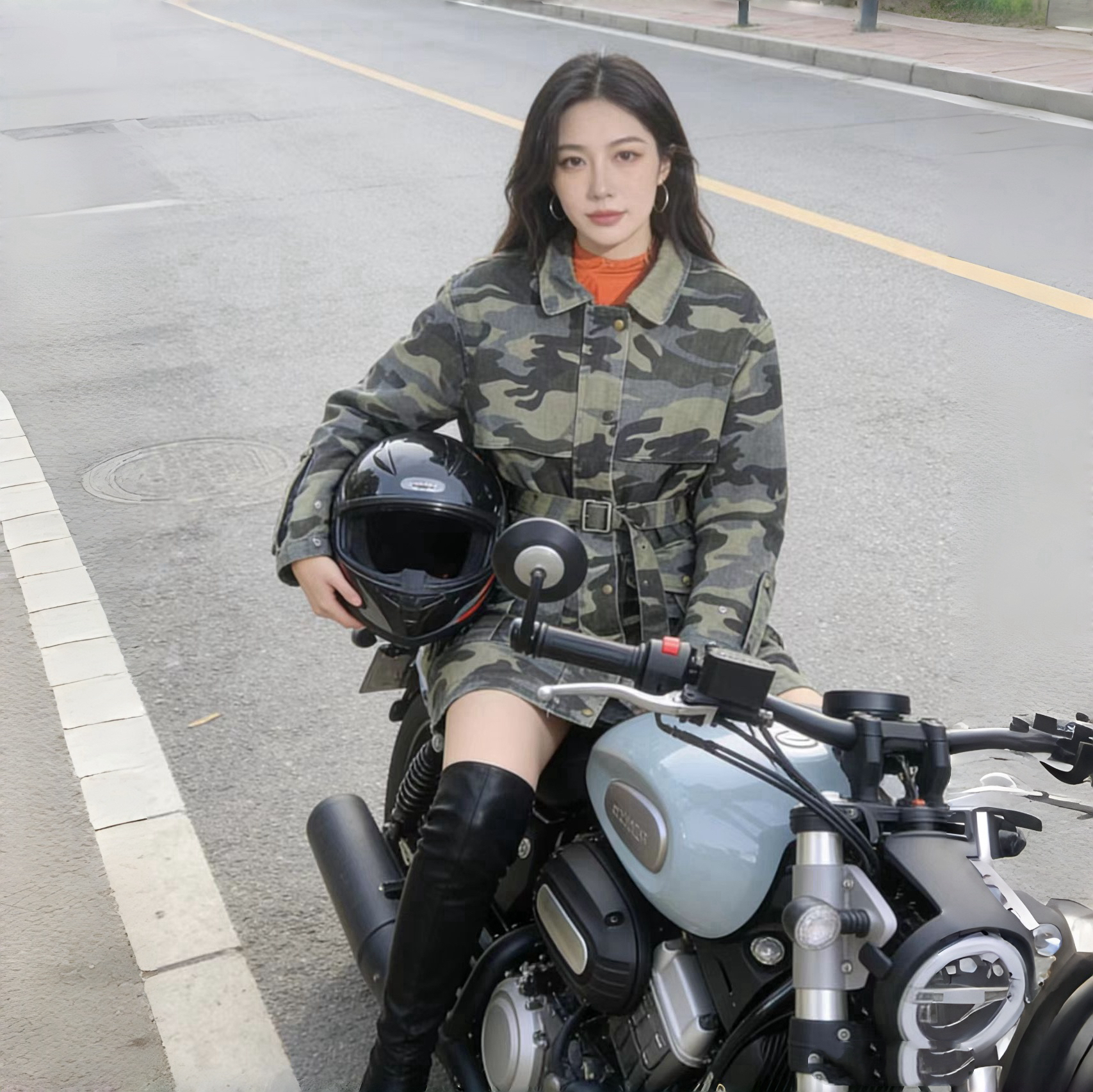 3031小个子专属 牛仔迷彩 内胆可拆卸 收腰羽绒服