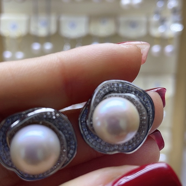 淡水珍珠耳饰银S925镶嵌