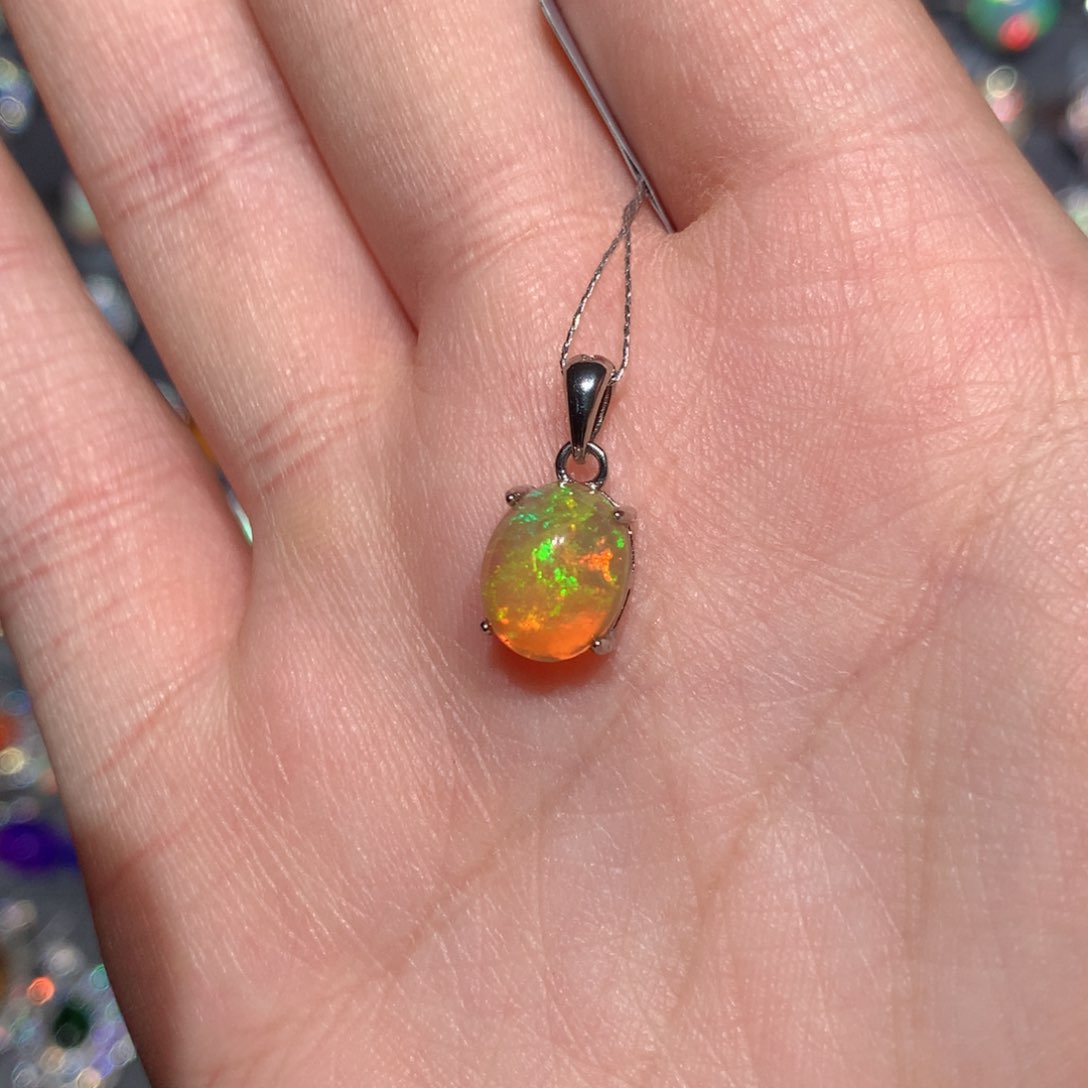 欧泊福利吊坠w银S925镶嵌