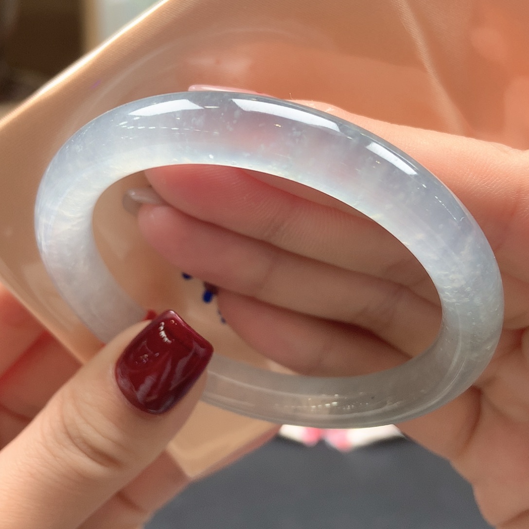 翡翠未镶嵌手镯高冰玻雪花棉95号