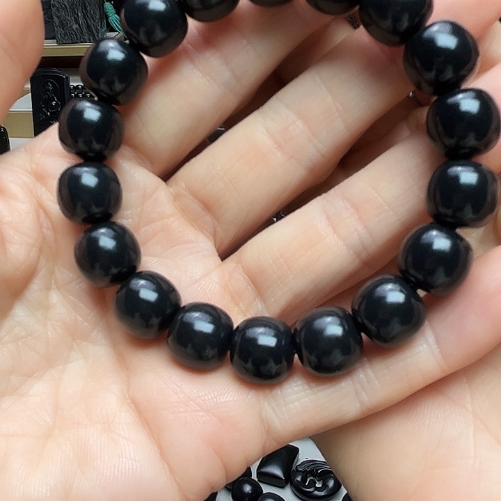 和田玉（墨玉）未镶嵌手链卡12老型高羊脂