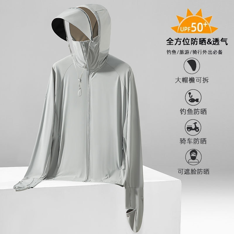 指尖衣女夏季骑行防紫外线原纱男冰丝透气外套钓鱼女款大号防晒衣