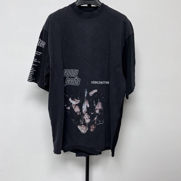 未使用 Balenciaga/巴黎世家 字母速度猎人印花倒置设计短袖03110