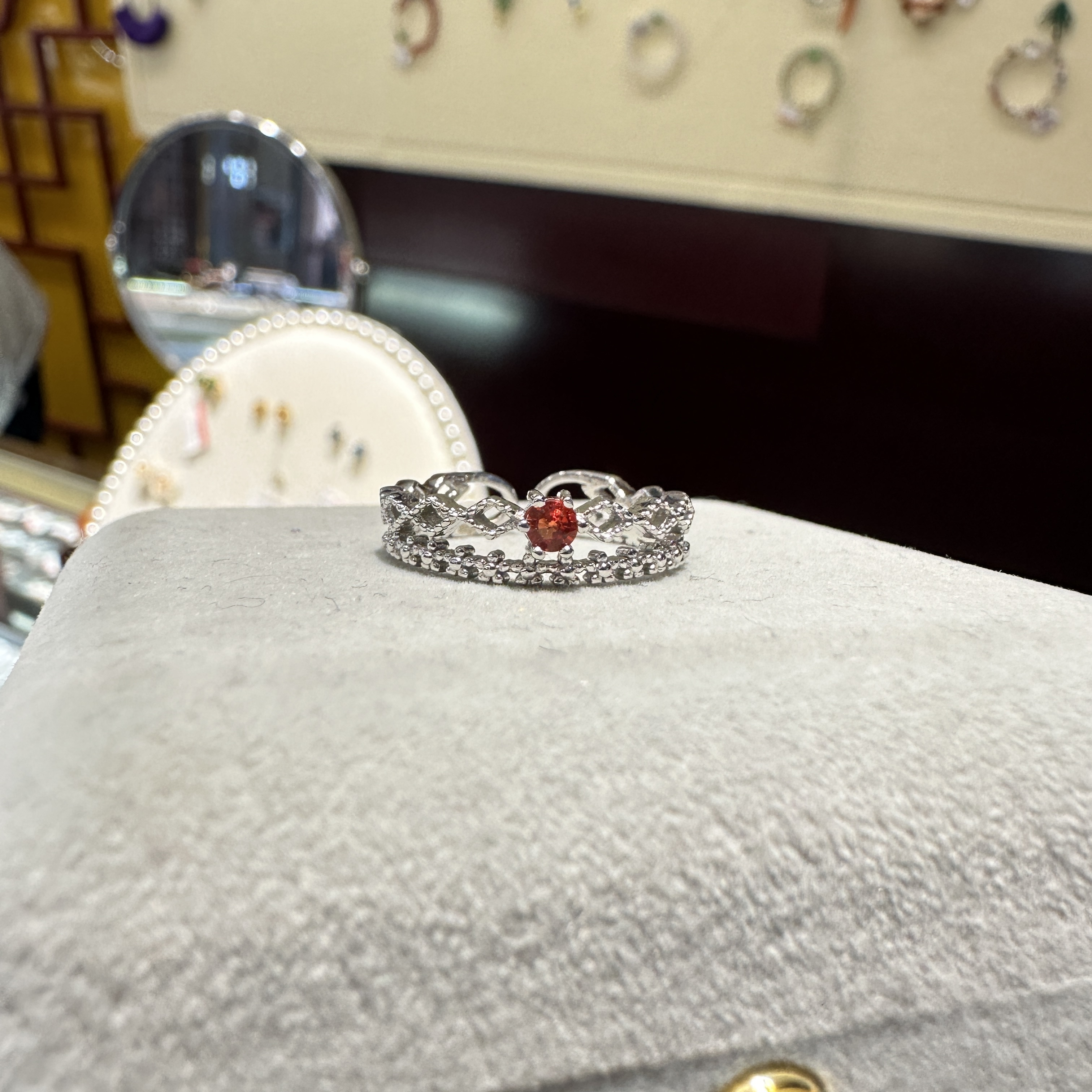 【434】天然红蓝宝戒指银s925