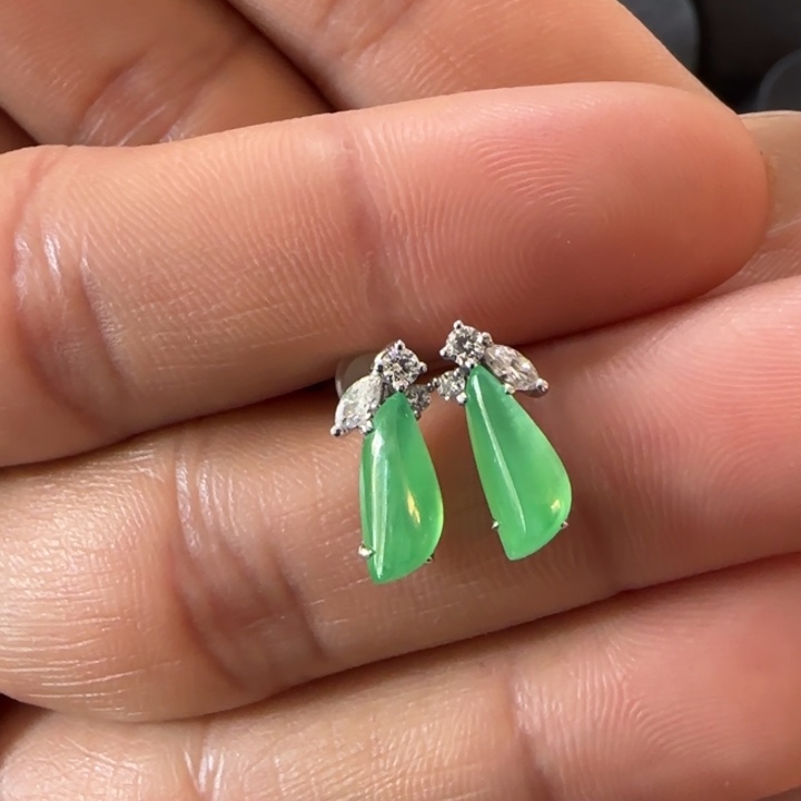 翡翠耳饰18K金镶嵌随行L