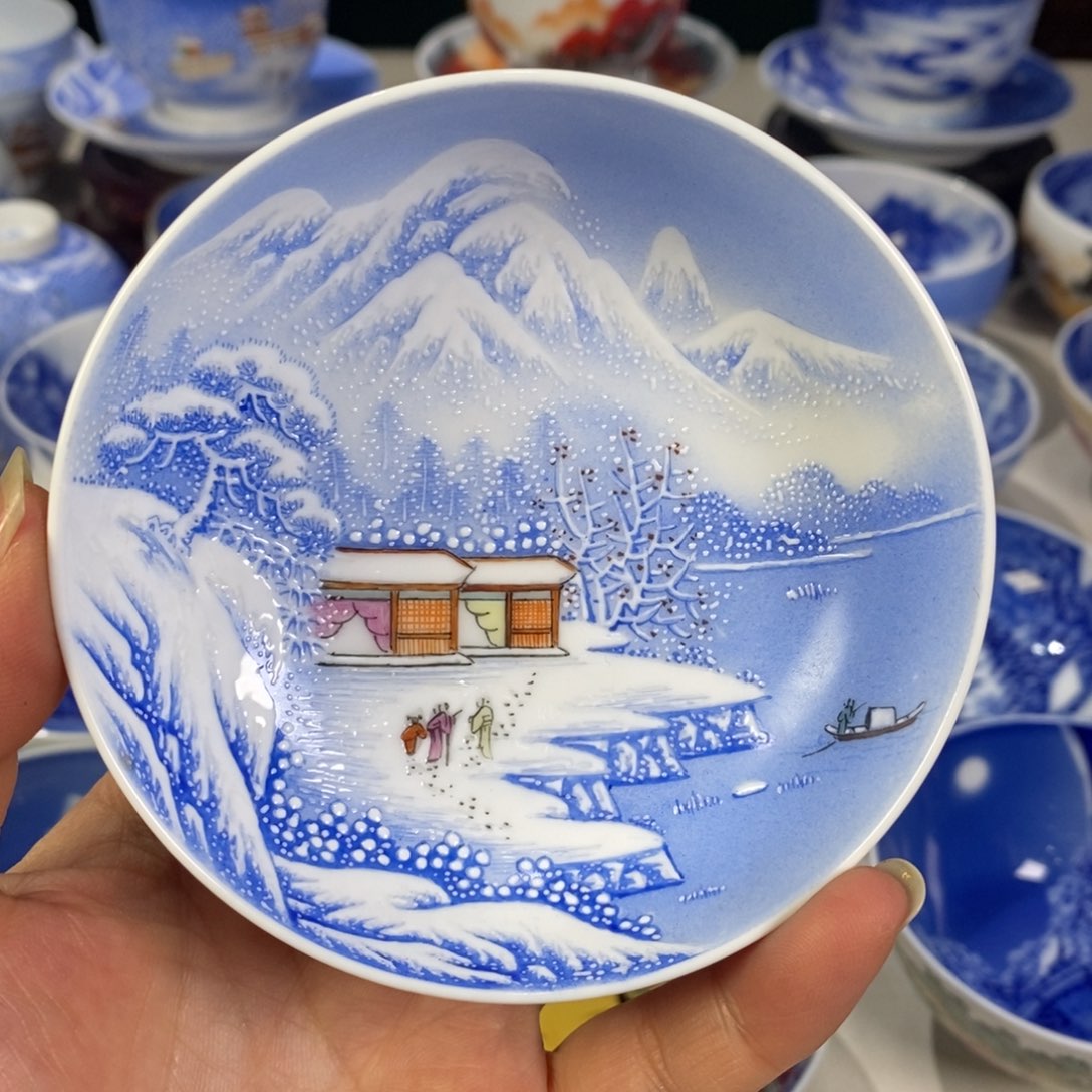 粉彩雪景主人杯杯