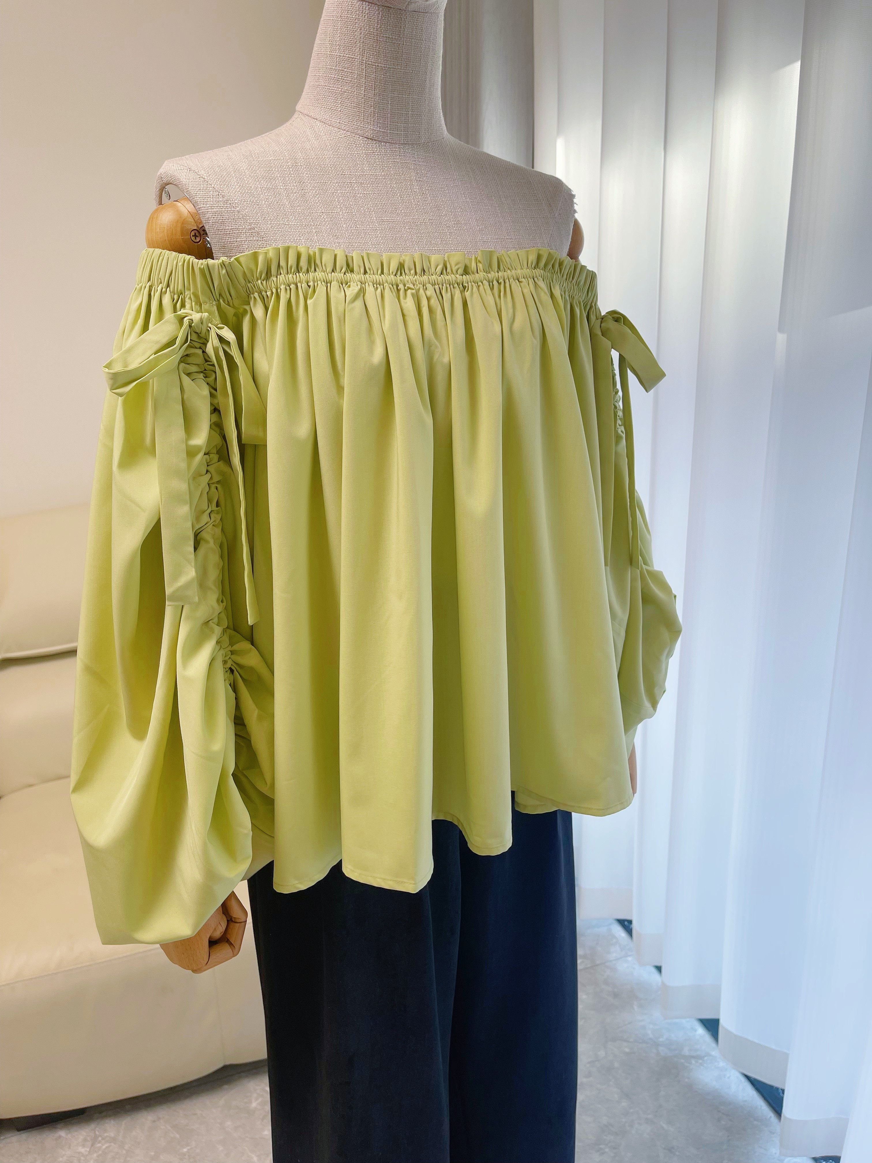 DARONG小众设计师款娃娃衫苹果绿显瘦减龄