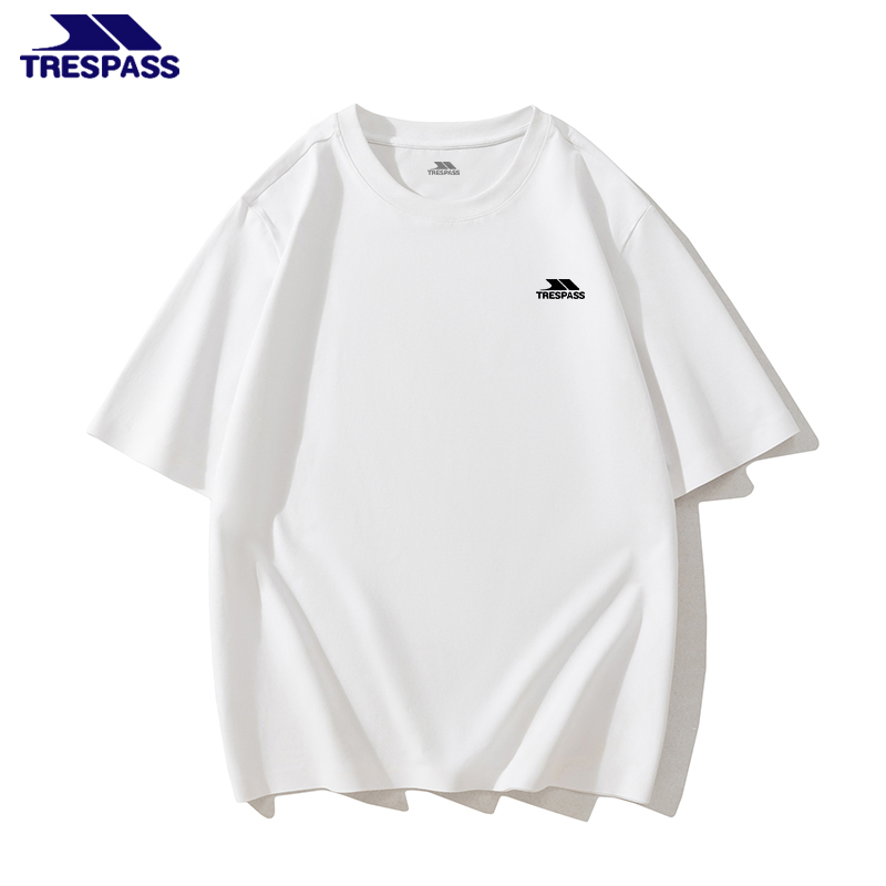 TRESPASS【休闲百搭】25夏季新款男女情侣圆领短袖T恤时尚纯色上衣