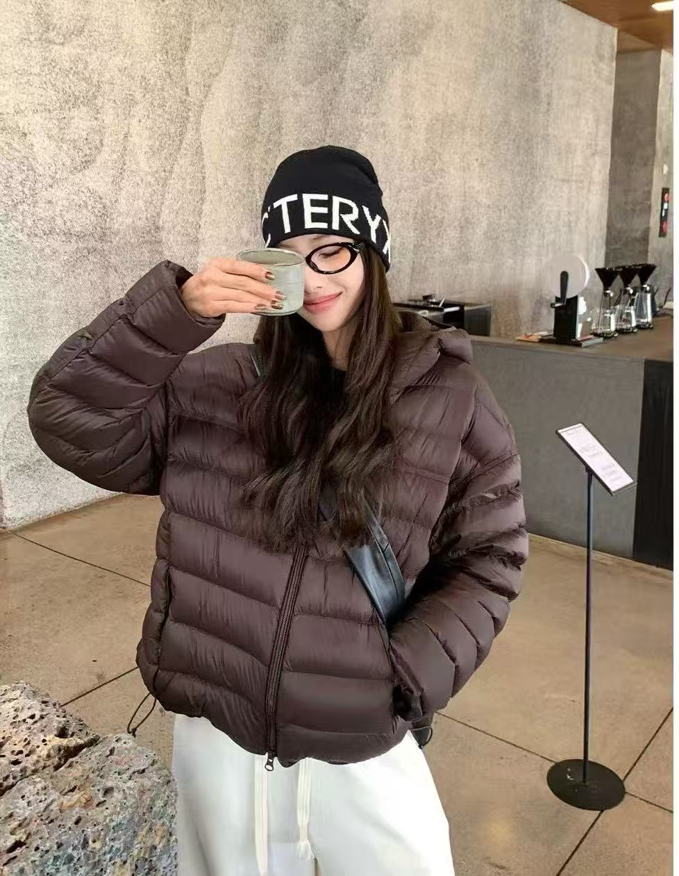 黑巧面包 排骨羽绒服女冬白鸭绒韩系连帽外套