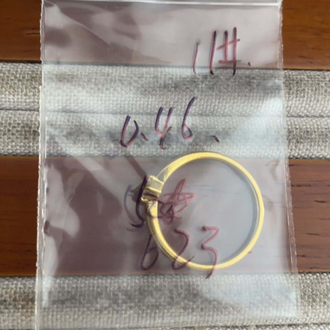 A1克重0.46 11号 白钻6D戒指 足金999