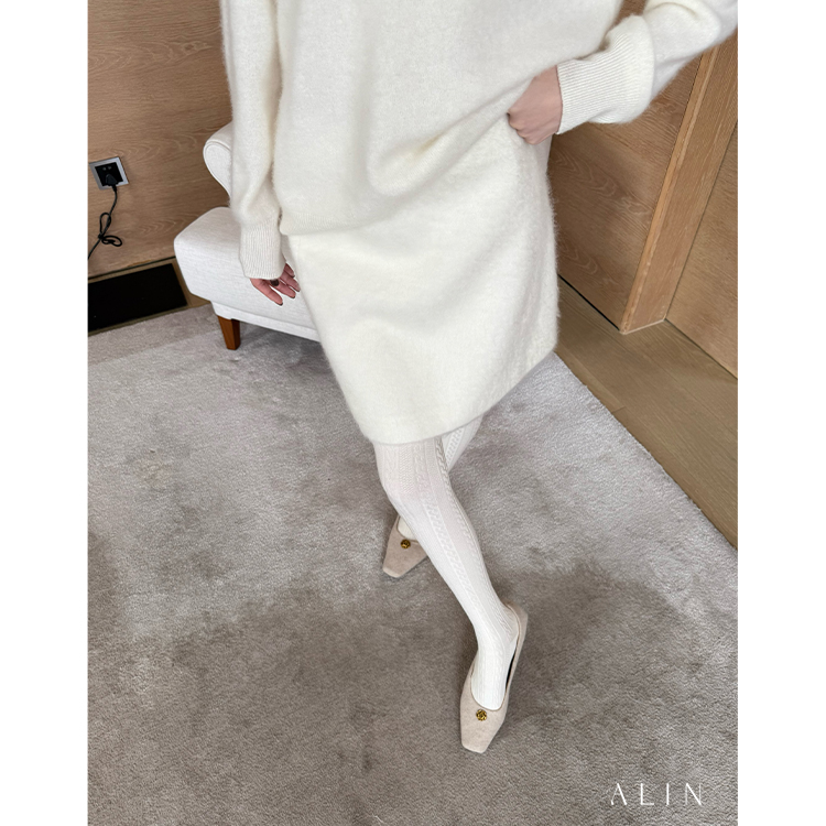 阿琳ALIN【绒兔可可】秋冬羊绒羊毛拉绒半裙女显瘦A字短裙AL5PMZ10