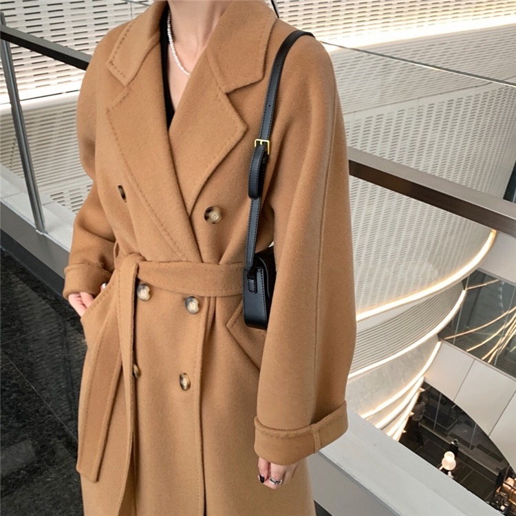 M家10801意大利进口双面羊绒大衣女2024年新款高端毛呢外套中长款