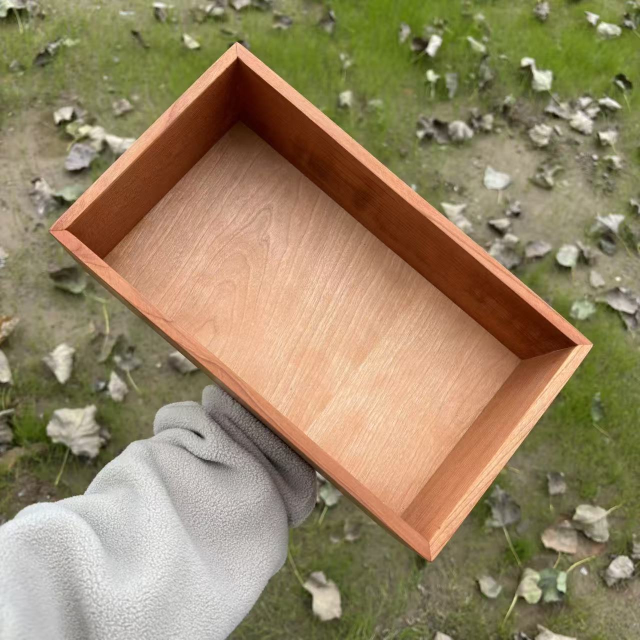 微瑕清仓樱桃木木制家用复古木质归一收纳筐28x16x9cm