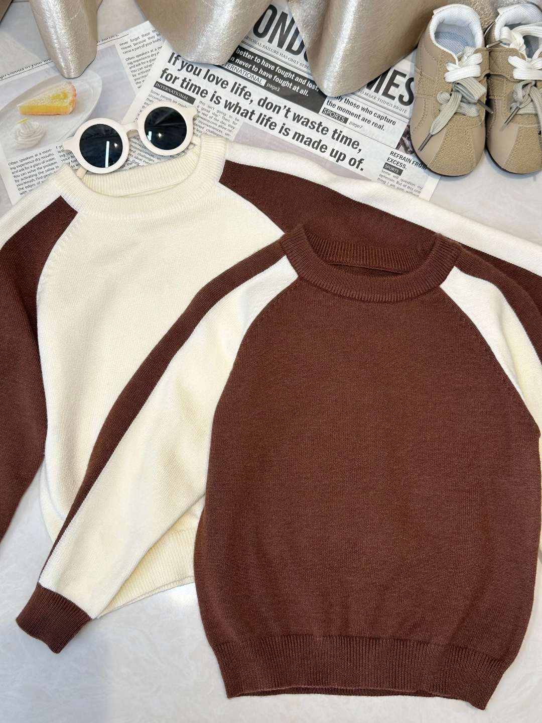 新款秋冬休闲款长袖圆领简约毛衣针织衫拼色圆领男童韩版【A25014】