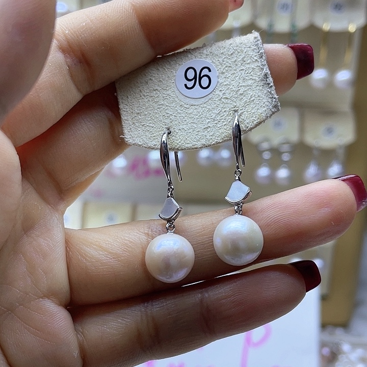 淡水珍珠耳饰银S925镶嵌