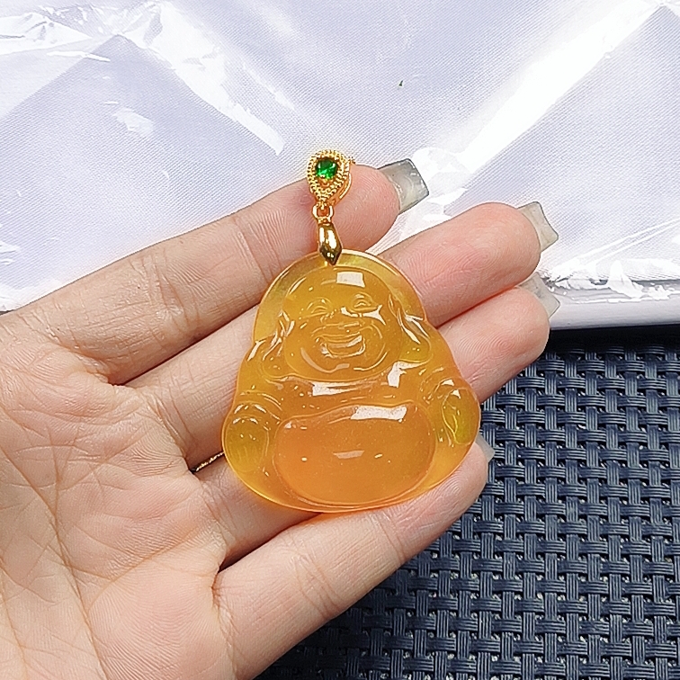【聚宝严选】D314冰黄大佛公吊坠妈妈款精致精美气质百搭hfg
