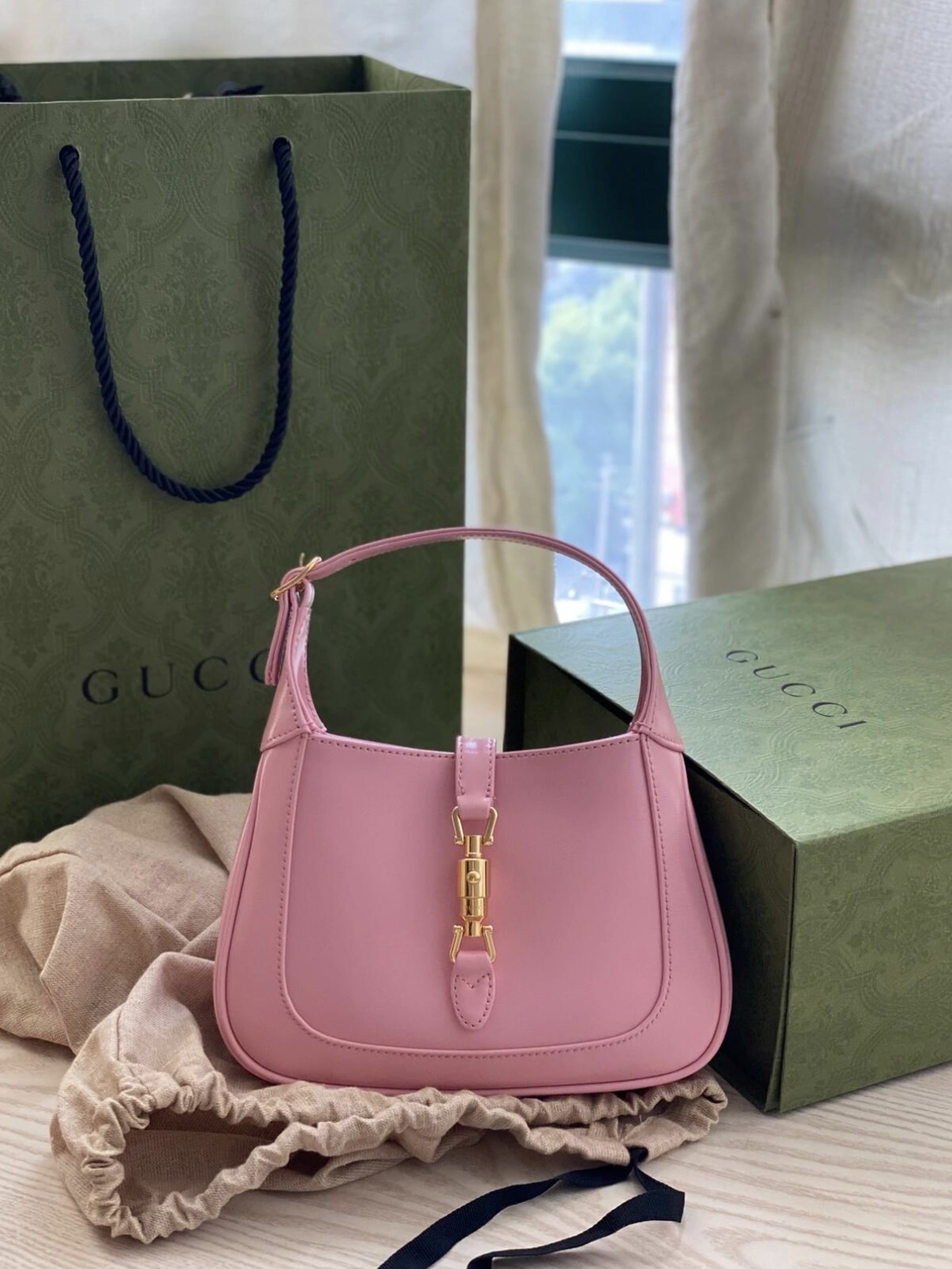 95新 GUCCI/古驰 粉色1961Jackie 包 mini 18cm 12077718