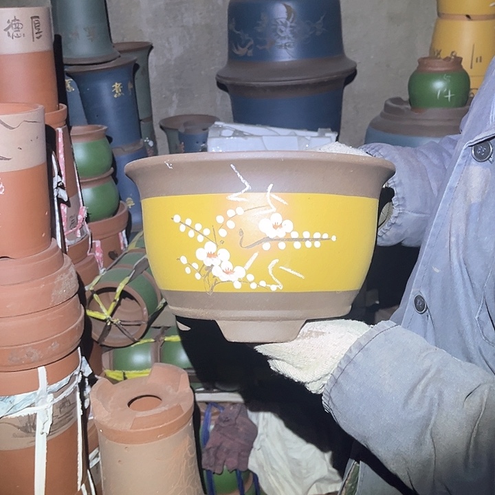 紫砂紫砂花盆和茶