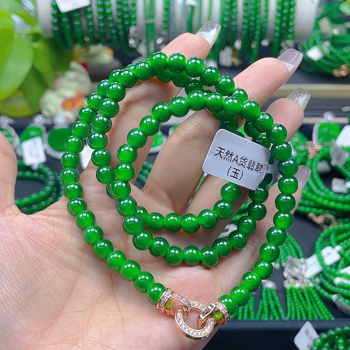 翡翠颈饰未镶嵌阳绿项链7