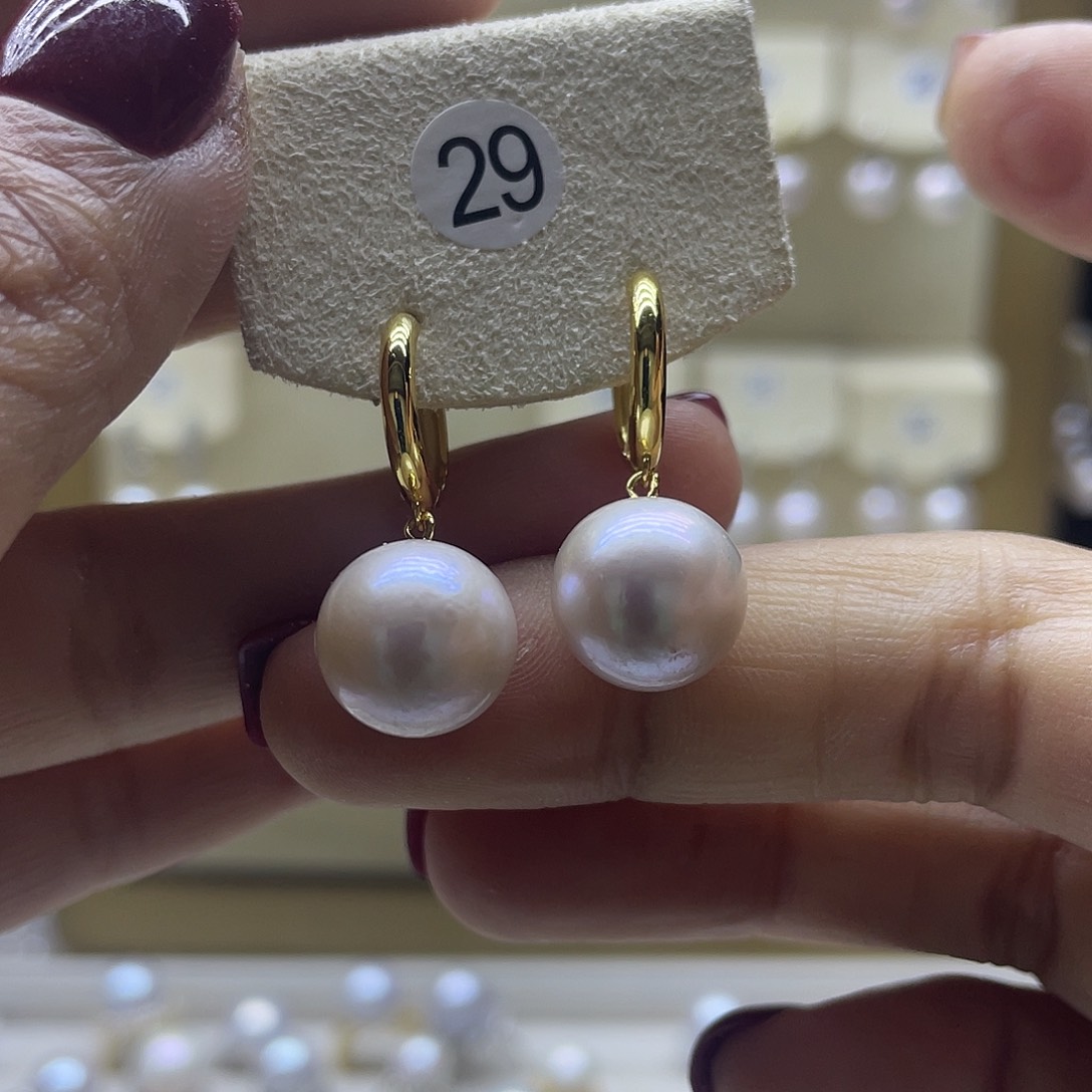 淡水珍珠耳饰银S925镶嵌