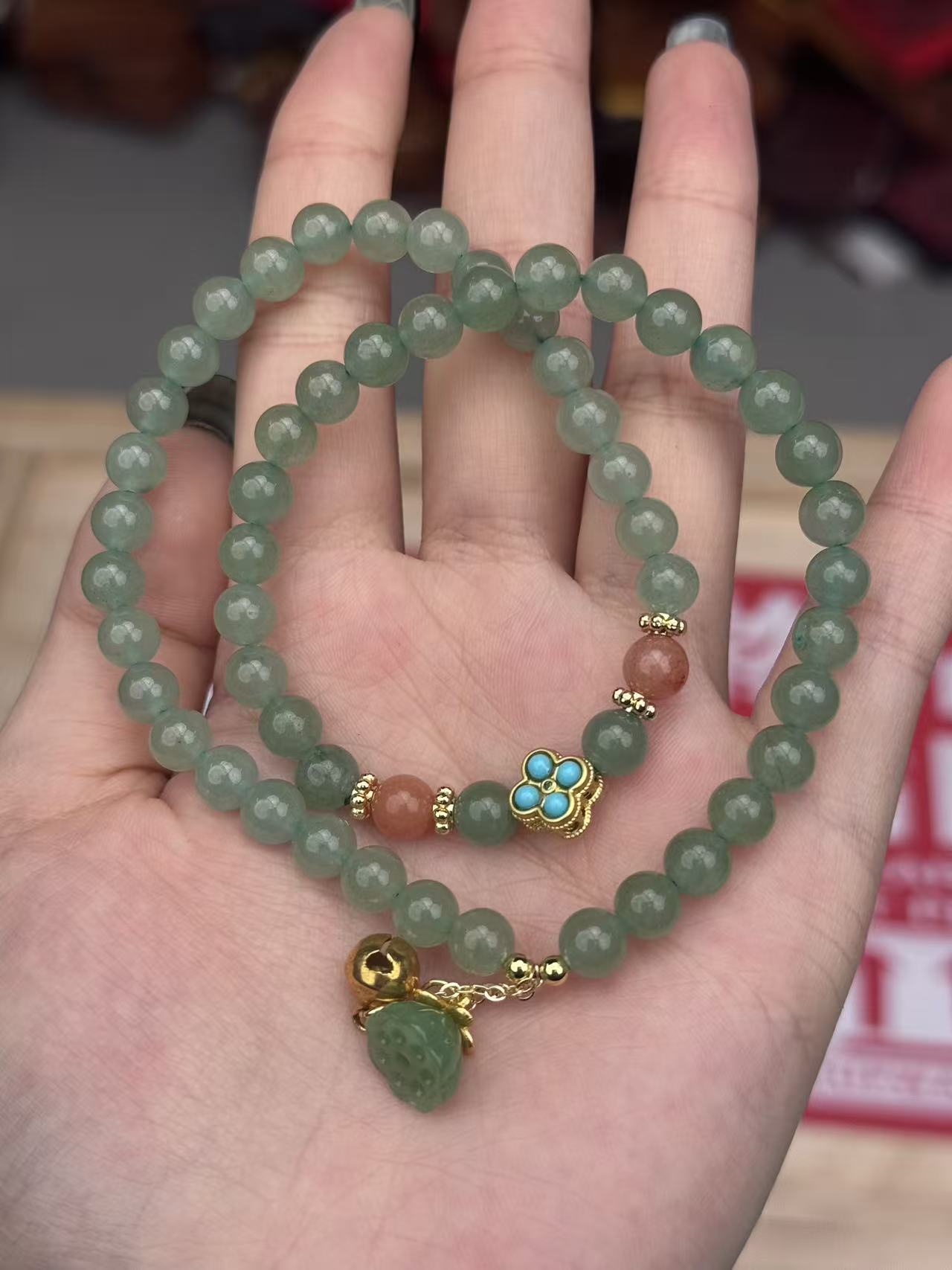  S1606 东陵玉双圈手串无礼盒