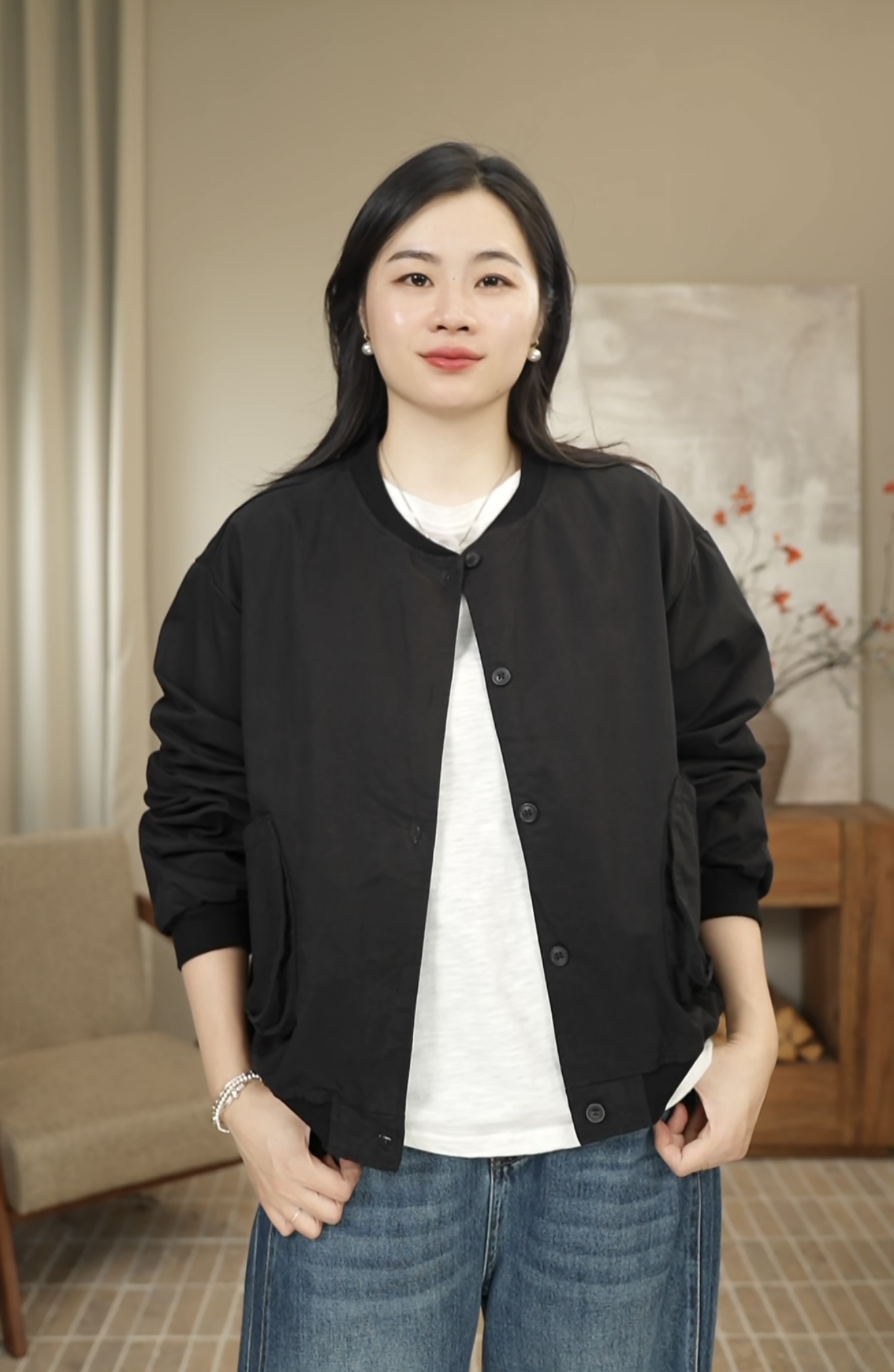 九月JIUYUE简约百搭韩版棒球服秋季宽松休闲外套 7298