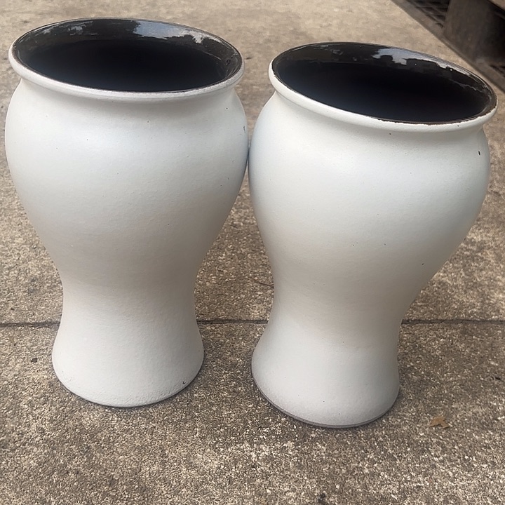 紫砂茶碗白两个口径15高度26