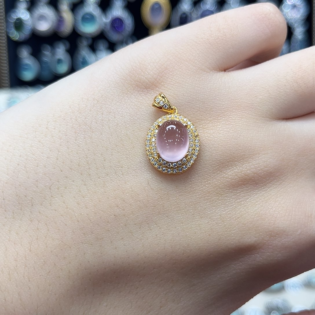 芙蓉石吊坠(不含链)银S925镶嵌