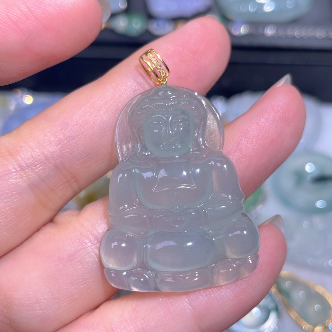 颈饰18K金镶嵌翡翠翡翠