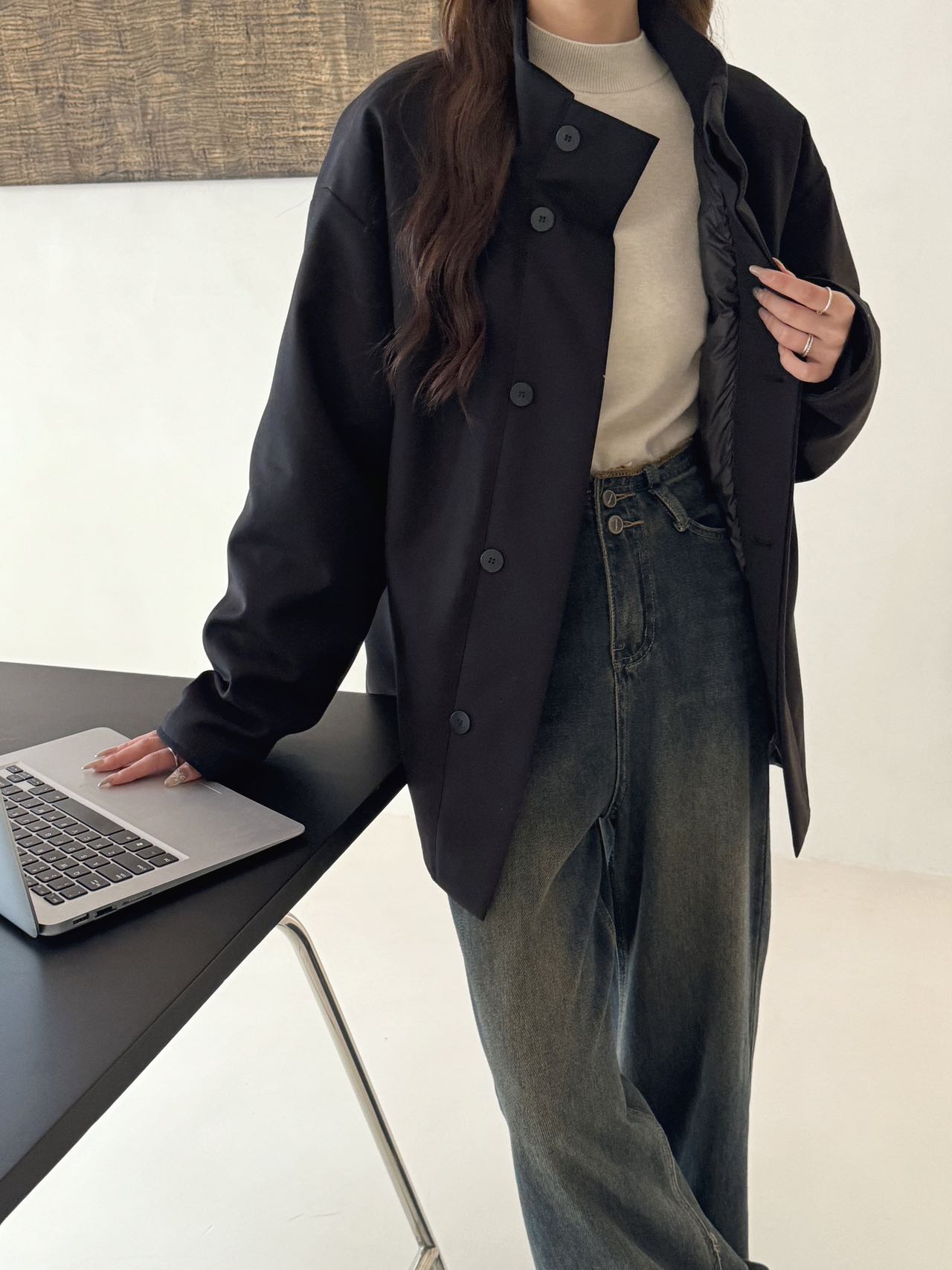 [迪拉呀]2025斜纹面料加绒加厚外套IN9209