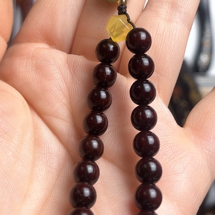 交趾黄檀（大红酸枝）檀木手链手机链