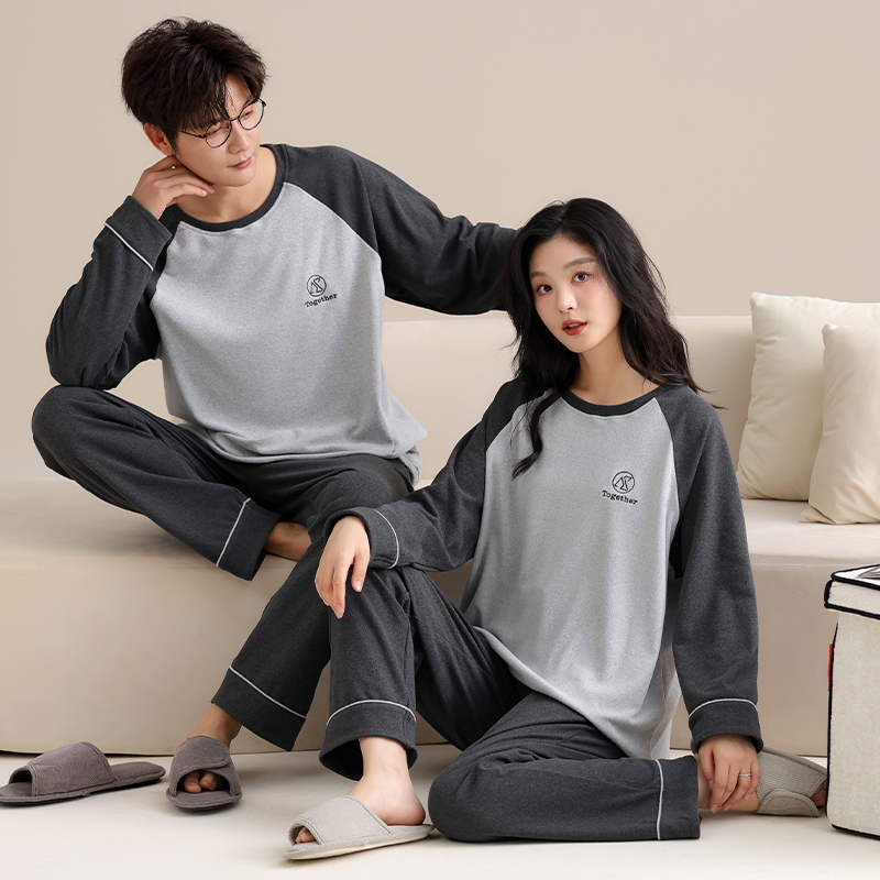 秋冬德绒情侣睡衣长袖长裤套头舒适保暖可外穿家居服套装H4001
