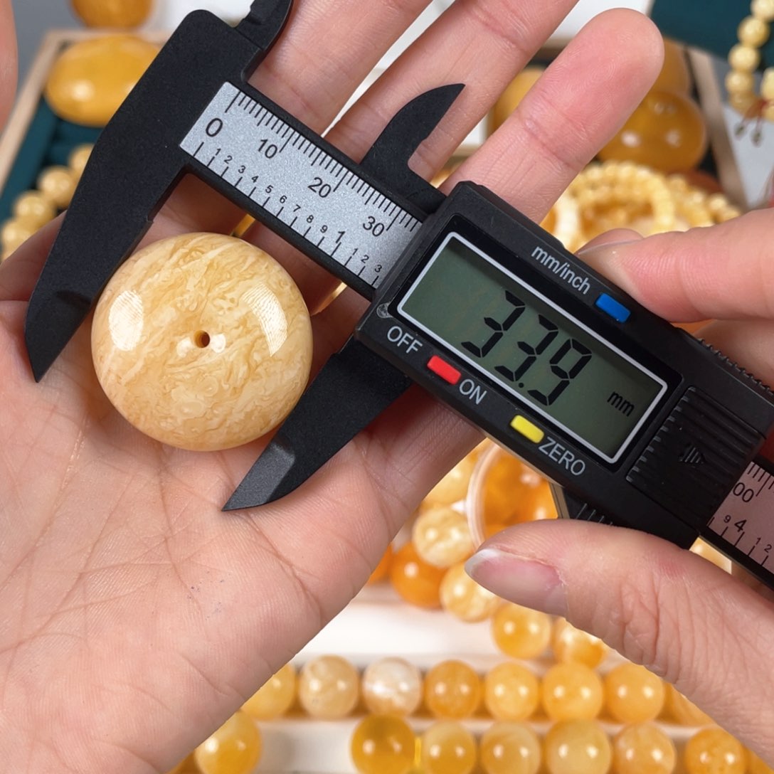 蜜蜡裸石未镶嵌虎皮纹平安扣直径34mm左右