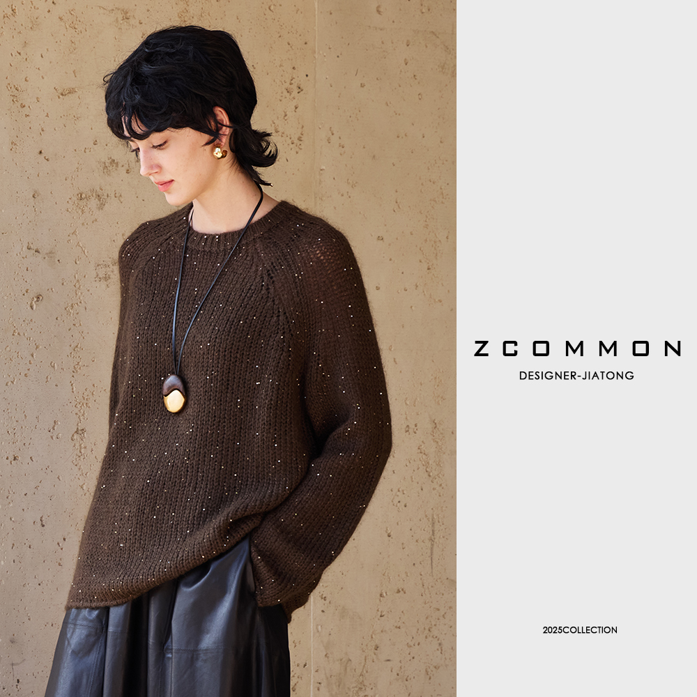 Z common【黑标系列】秋冬慵懒感马海毛插肩袖亮片毛衣大版 2505233