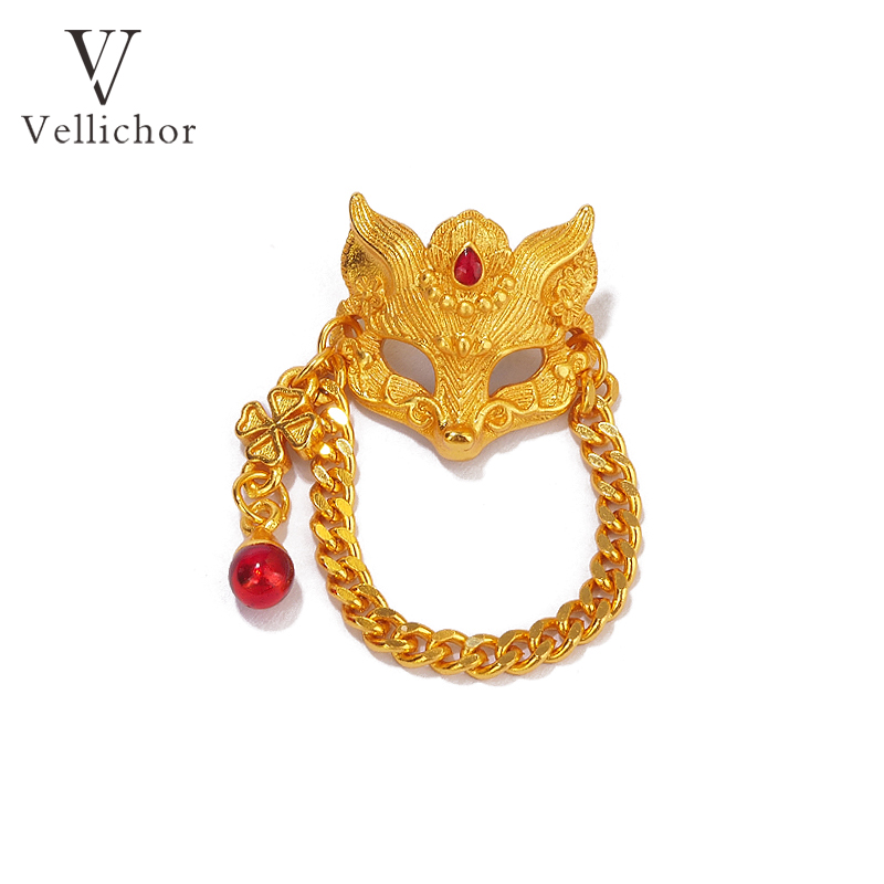 铜合金戒指 【狐狸面具】文艺樱花狐狸戒指女轻奢时尚指环