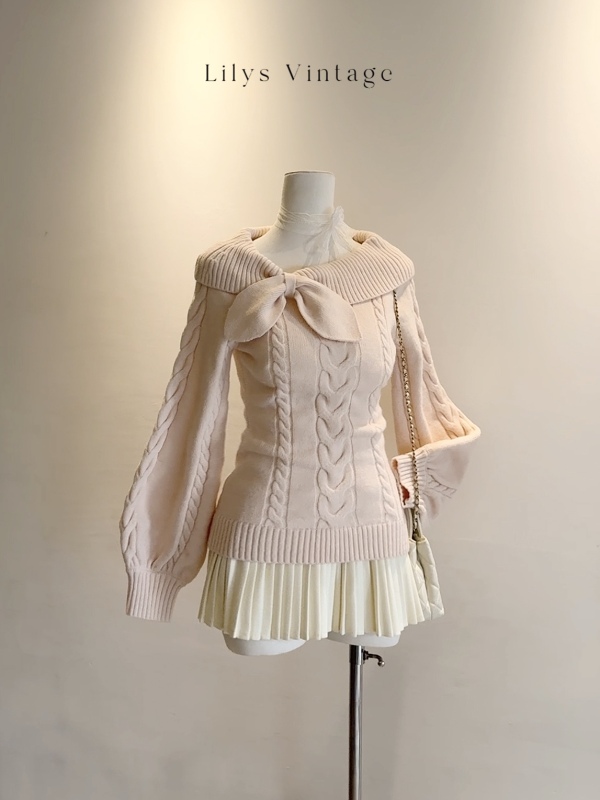 莉莉丝vintage 兔耳结古着毛衣系列 格裙内搭 秋冬穿搭