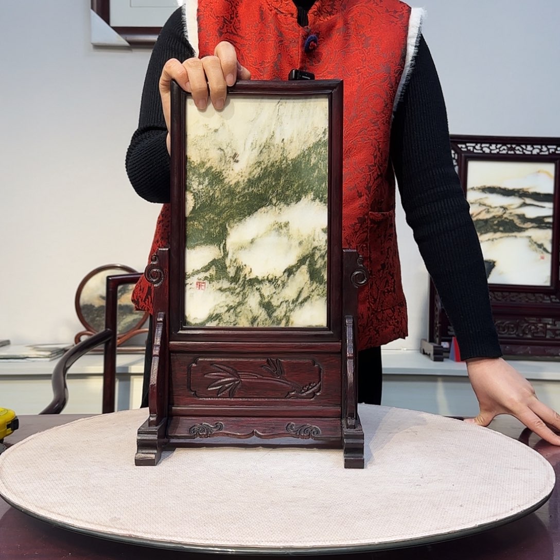 石材天然大理石画屏风25×40