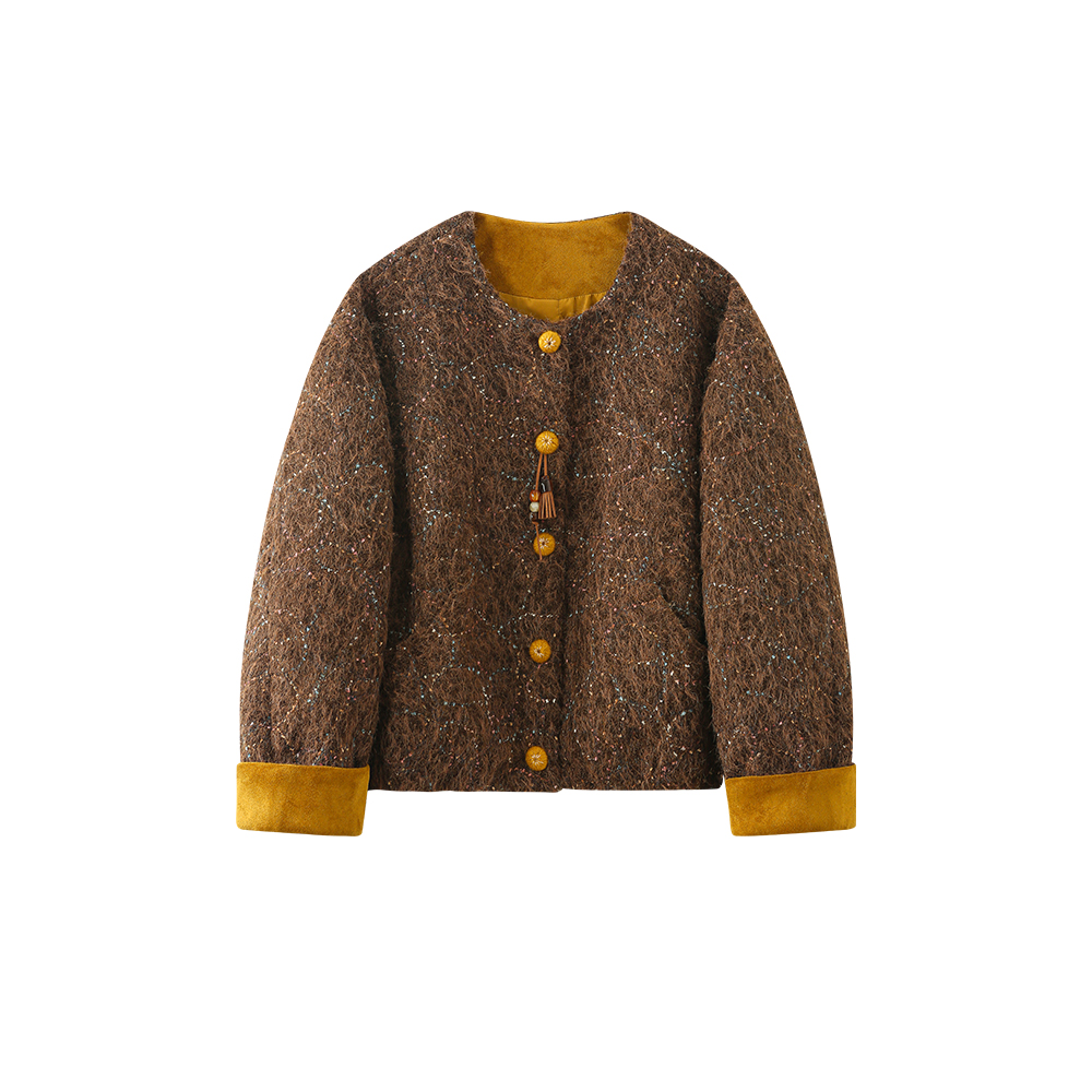 时尚气质复古流苏装饰圆领短款外套559591172